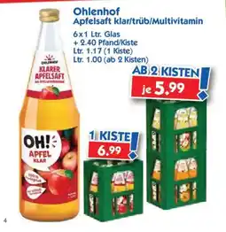 Hol'ab Getränkemarkt Ohlenhof Apfelsaft klar/trüb/Multivitamin Angebot