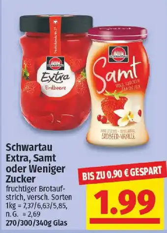 NP Discount Schwartau Extra, Samt oder Weniger Zucker Angebot