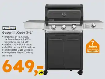 Globus Baumarkt PRIMASTER Gasgrill,,Cody 3+1" Angebot