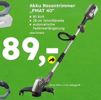 Globus Baumarkt PRIMASTER Akku Rasentrimmer ,,PMAT 40" Angebot