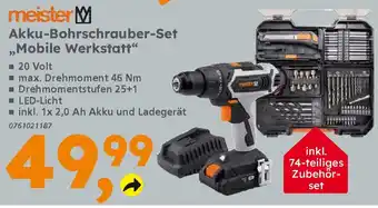 Globus Baumarkt meister Akku-Bohrschrauber-Set ,,Mobile Werkstatt" Angebot