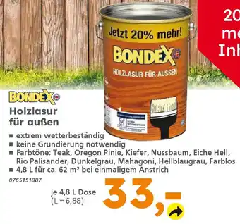 Globus Baumarkt BONDEX Holzlasur für außen Angebot