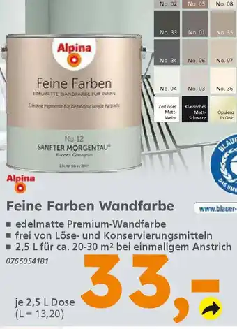 Globus Baumarkt Alpina Feine Farben Wandfarbe Angebot