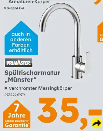 Globus Baumarkt PRIMASTER Spültischarmatur ,,Münster" Angebot