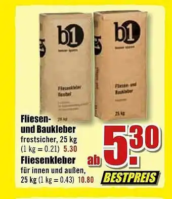 B1 Discount Baumarkt Fliesen Und Baukleber, Fliesenkleber Angebot