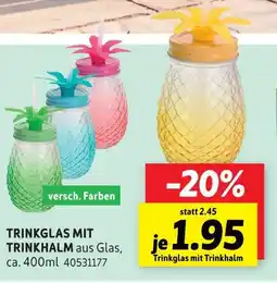 SCONTO Trinkglas mit trinkhalm Angebot
