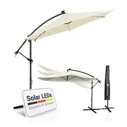 Netto Marken-Discount Juskys Ampelschirm Brazil 3 m LED-Beleuchtung Solar & Kurbel – UV-Schutz wasserabweisend knickbar Angebot
