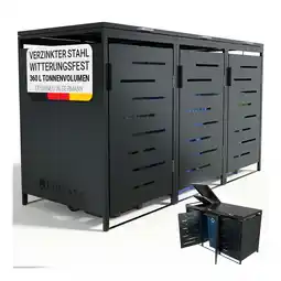 Netto Marken-Discount Juskys Mülltonnenbox Arel 3er - Metall Gartenbox für Mülltonnen - Aufbewahrungsbox Anthrazit Angebot