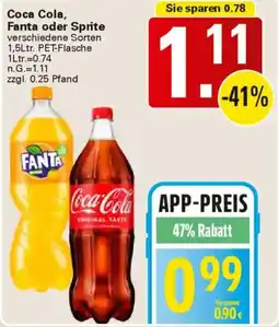 WEZ Coca Cola, Fanta oder Sprite Angebot