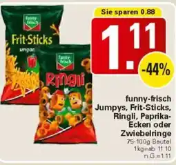 WEZ funny-frisch Jumpys, Frit-Sticks, Ringli, Paprika- Ecken oder Zwiebelringe Angebot