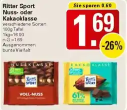 WEZ Ritter Sport Nuss oder Kakaoklasse Angebot