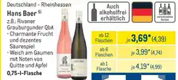 METRO Hans Baer z.B.: Rivaner Grauburgunder QbA Angebot
