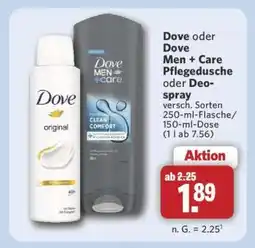 Combi Dove oder Dove Men + Care Pflegedusche oder Deospray Angebot