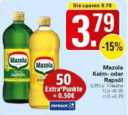 WEZ Mazola Keim oder Rapsöl Angebot