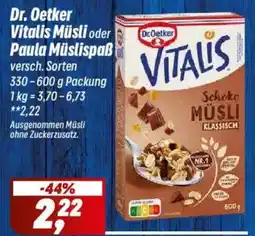 Simmel Dr. Oetker Vitalis Müsli oder Paula Müslispaß Angebot