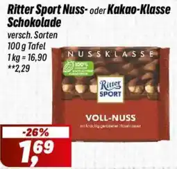 Simmel Ritter Sport Nuss oder Kakao-Klasse Schokolade Angebot