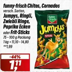 Simmel funny-frisch Chitos, Cornados Jumpys, Ringli, Zwiebli Ringe, Paprika Ecken oder Frit-Sticks Jumpys Angebot
