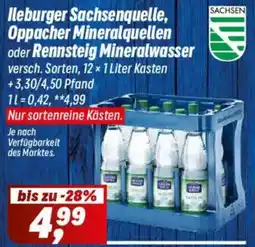 Simmel Ileburger Sachsenquelle, Oppacher Mineralquellen oder Rennsteig Mineralwasser Angebot