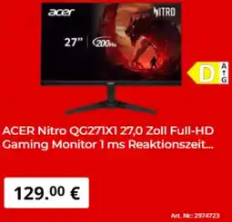 MediaMarkt ACER Nitro QG271X1 27,0 Zoll Full-HD Gaming Monitor Angebot