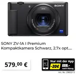 MediaMarkt SONY ZV-1A I Premium Kompaktkamera Schwarz Angebot