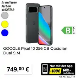 MediaMarkt GOOGLE Pixel 10 256 GB Obsidian Dual SIM Angebot