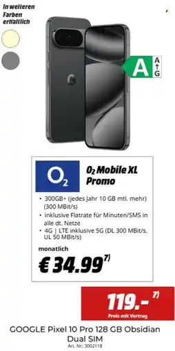 MediaMarkt GOOGLE Pixel 10 Pro 128 GB Obsidian Dual Sim Angebot