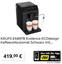 MediaMarkt KRUPS EA897B Evidence ECOdesign Kaffeevollautomat Schwarz mit... Angebot
