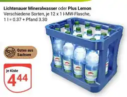 Globus Lichtenauer Mineralwasser oder Plus Lemon Angebot
