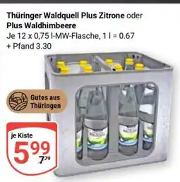 Globus Thüringer Waldquell Plus Zitrone oder Plus Waldhimbeere Angebot