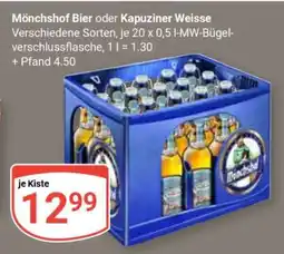 Globus Mönchshof Bier oder Kapuziner Weisse Angebot
