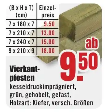B1 Discount Baumarkt Vierkantpfosten Angebot