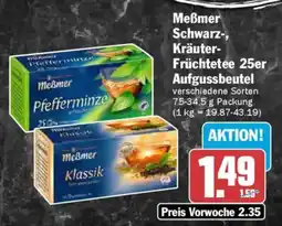 AEZ Meẞmer Schwarz-, Kräuter- Früchtetee 25er Aufgussbeutel Angebot