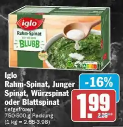 AEZ Iglo Rahm-Spinat, Junger -Spinat, Würzspinat oder Blattspinat Angebot