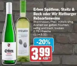 AEZ Erben Spätlese, Steitz & Beck oder Wir Rietburger Rebsortenweine Angebot