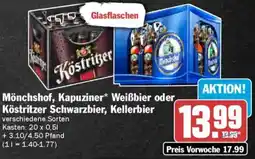 AEZ Mönchshof, Kapuziner Weißbier oder Köstritzer Schwarzbier, Kellerbier Angebot