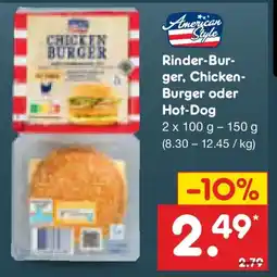 Netto Marken-Discount American Style Rinder-Burger, Chicken- Burger oder Hot-Dog Angebot