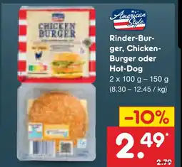 Netto Marken-Discount American style rinder-burger, chickenburger oder hot-dog Angebot