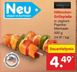 Netto Marken-Discount Hähnchen- Grillspieße Angebot