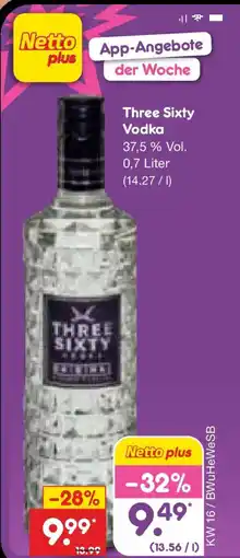 Netto Marken-Discount Three Sixty Vodka Angebot