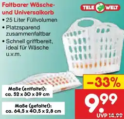 Netto Marken-Discount TELE WELT Faltbarer Wäsche und Universalkorb Angebot