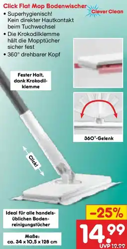 Netto Marken-Discount Clever Clean Click Flat Mop Bodenwischer Angebot