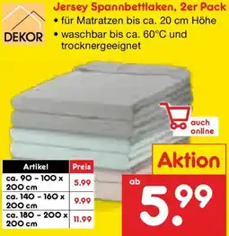 Netto Marken-Discount DEKOR Jersey Spannbettlaken, 2er Pack Angebot