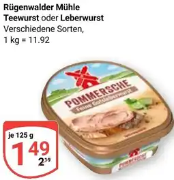 Globus Rügenwalder Mühle Teewurst oder Leberwurst Angebot