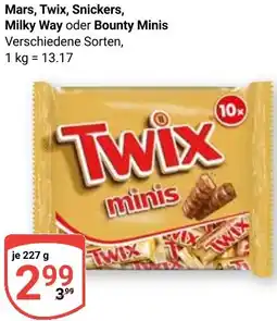 Globus Mars, Twix, Snickers, Milky Way oder Bounty Minis Angebot