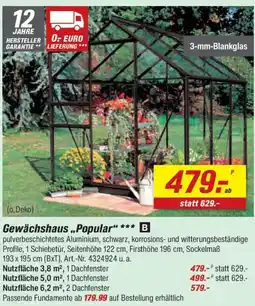 toom Baumarkt Gewächshaus „Popular" Angebot