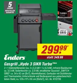 toom Baumarkt Enders Gasgrill ,,Hyde 3 SIKR Turbo" Angebot