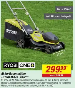 toom Baumarkt RYOBI ONE+ Akku-Rasenmäher "RY18LM37A-240" Angebot