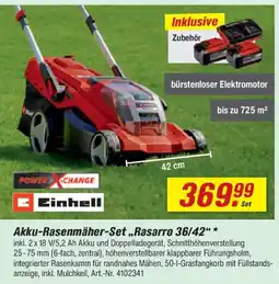 toom Baumarkt Einhell Akku-Rasenmäher-Set,,Rasarro 36/42" Angebot