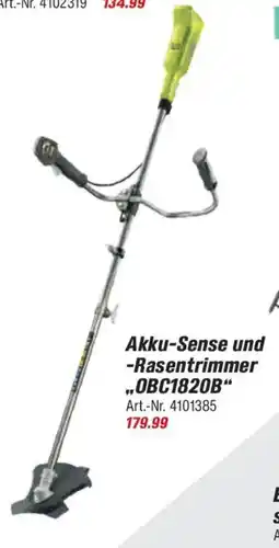 toom Baumarkt RYOBI Akku-Sense und -Rasentrimmer ,,OBC1820B" Angebot