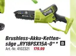 toom Baumarkt RYOBI Brushless-Akku-Kettensäge,,RY18PSX15A-0" Angebot
